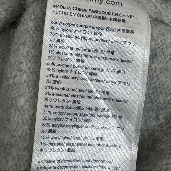 Tommy Hilfiger Logo Patch Varsity Sweater Grey Small Wool Blend Quarter Zip - Picture 10 of 12